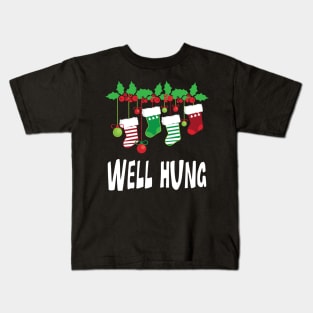 'Funny Well Hung ' Funny Christmas Santa Sock Kids T-Shirt